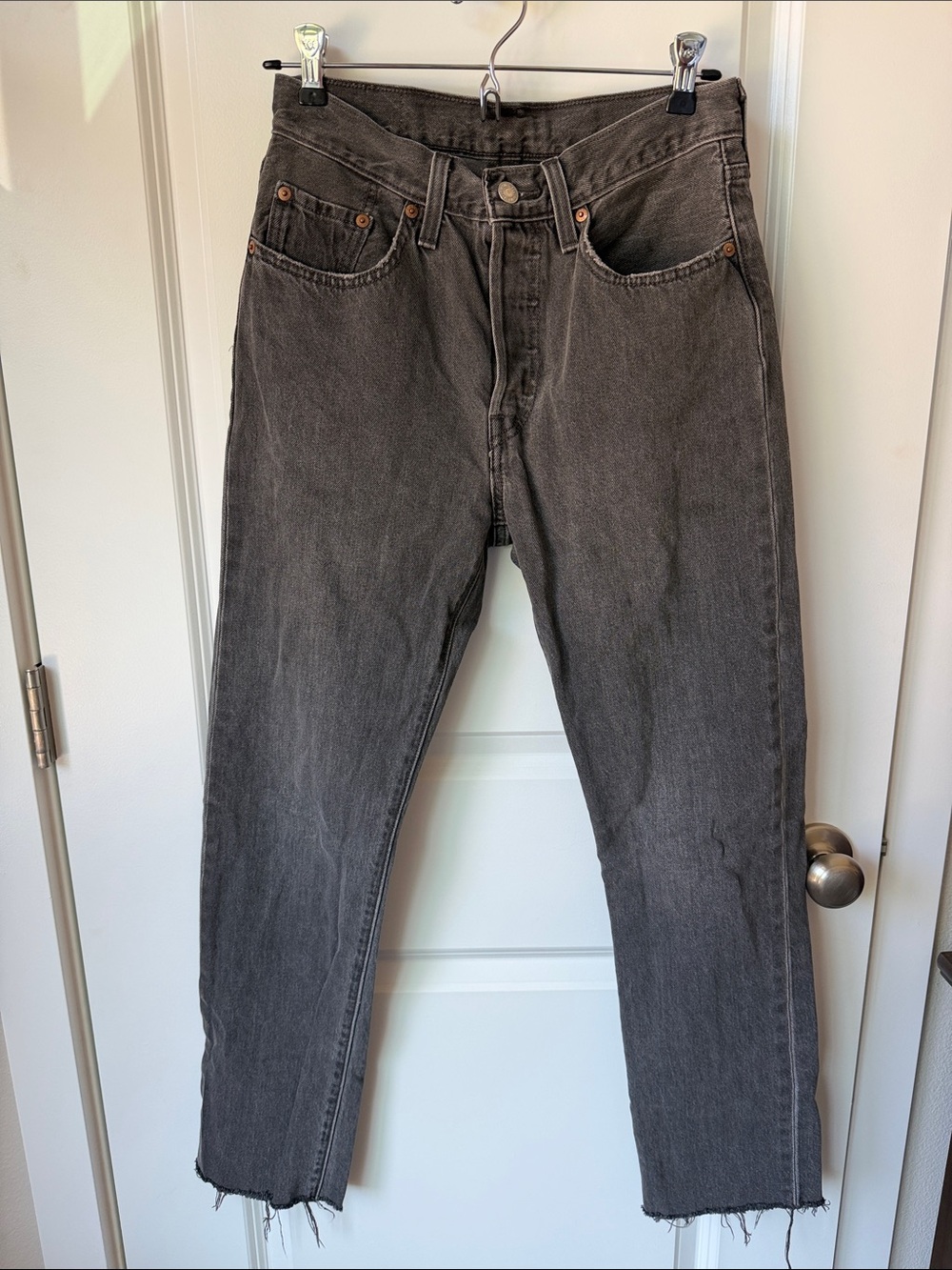 Levi's Black Washed Ankle Crop Jeans